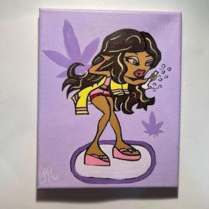 Baddie” Doll Sm0king, Purple Theme, water print design 
8x10 Frame
